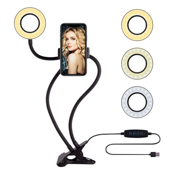 Imagen de Anillo Aro Led Selfie Ring Para Smartphone Pinza Para Mesa