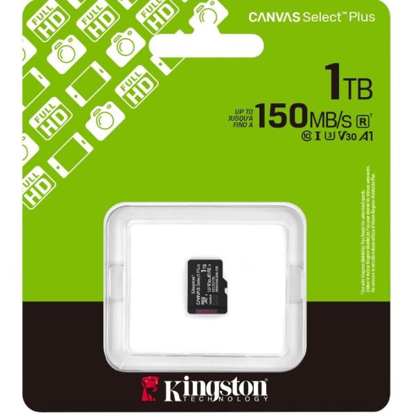 Imagen de Kingston Canvas Select Plus Gen3 microSDXC 1TB 150MB/s A1 U3 V30 (SDCS3/1TB)