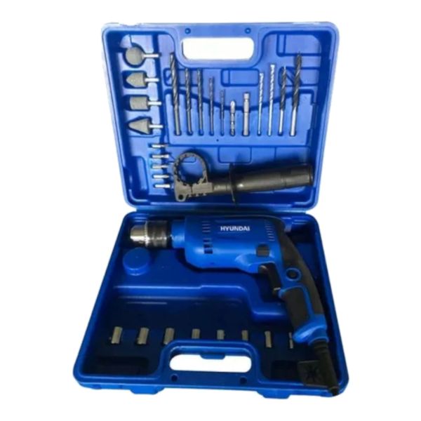 Imagen de Kit Taladro Percutor Hyundai 600W + Valija C/Herramientas 28Pcs