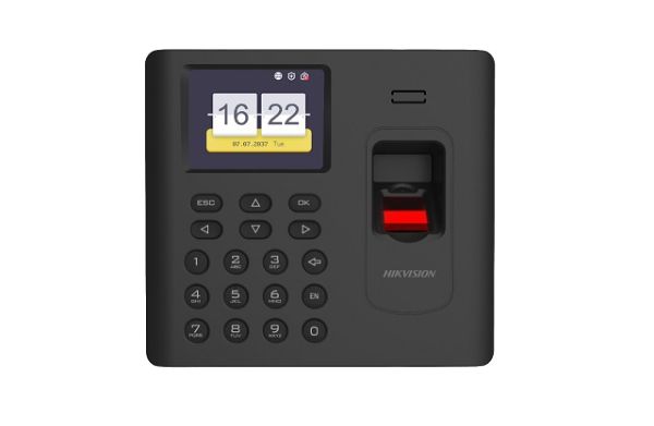 Imagen de Hikvision DS-K1A802AMF - Sistema de reloj registrador - tarjetas de proximidad, huella dactilar - 3000 empleados - Ethernet, USB, Wi-Fi - negro