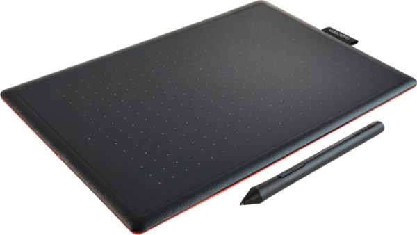 Imagen de Wacom One by Wacom - Digitalizador - tamaño mediano - diestro y zurdo - 21.6 x 13.5 cm - electromagnético - cableado - USB - negro, rojo