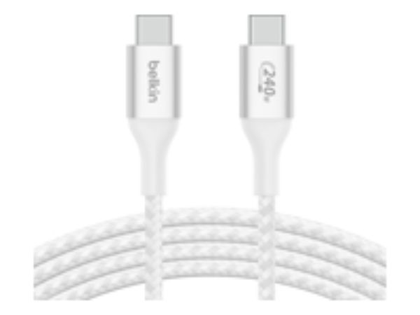 Imagen de Belkin BoostCharge - Cable USB - 24 pin USB-C (M) a 24 pin USB-C (M) - USB 2.0 - 2 m - compatible con hasta 240 W de potencia - blanco
