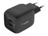 Imagen de Belkin - Adaptador de corriente - tecnología PPS y GaN - 45 vatios - 3 A - Fast Charge, PD 3.0 - 2 conectores de salida (2 USB-C) - negro