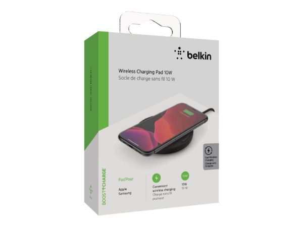 Imagen de Belkin - Base de carga inalámbrica + adaptador de corriente CA - 10 vatios - negro