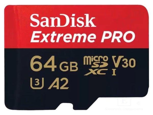 Imagen de SanDisk Extreme Pro - Tarjeta de memoria flash (adaptador microSDXC a SD Incluido) - 64 GB - A2 / Video Class V30 / UHS-I U3 / Class10 - microSDXC UHS-I