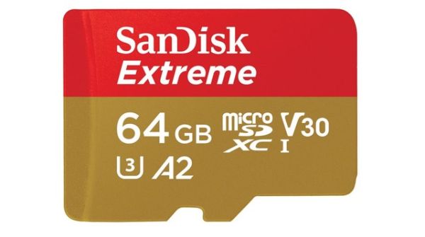 Imagen de SanDisk Extreme - Tarjeta de memoria flash (adaptador microSDXC a SD Incluido) - 64 GB - A2 / Video Class V30 / UHS-I U3 / Class10 - microSDXC UHS-I