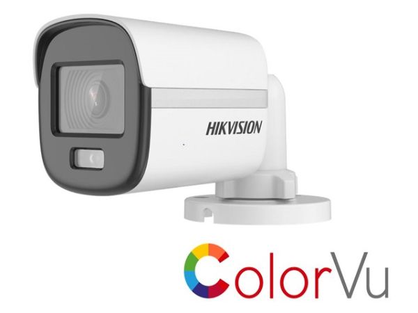 Imagen de Hikvision Turbo HD with ColorVu DS-2CE10DF0T-F - Cámara de videovigilancia - bala - resistente al polvo/resistente al agua - color (Día y noche) - 2 MP - 1080p - montaje M12 - focal fijado - compuesto, AHD, CVI, TVI - DC 12 V
