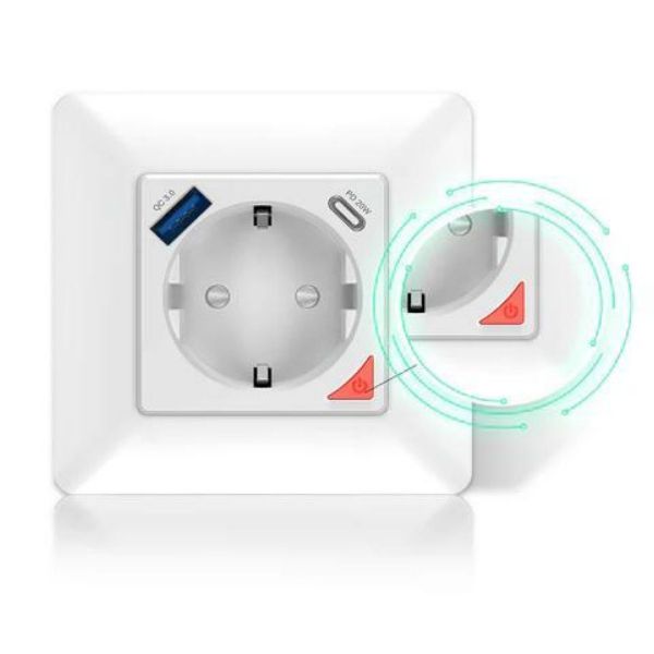 Imagen de Toma Corriente 16a Con Usb Tipo C Tuya Smart