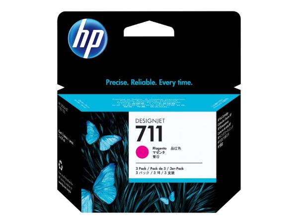 Imagen de Cartucho HP 711 Magenta 29ml x3 Original | DesignJet T120 T130 T520 T530 | CZ135A